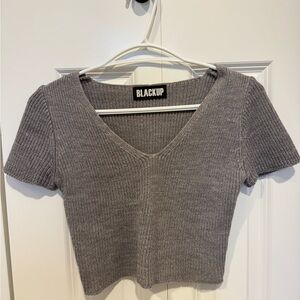 Women Gray knit Crop Top